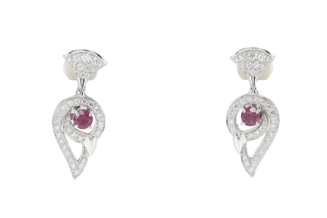 【BVLGARI】ブルガリ ディーバドリーム イヤリングK18ホワイトゴールド × ルベライトトルマリン × ダイヤモンド