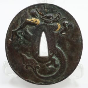 時代刀装具 金属製 金象嵌 龍文 鍔 骨董品