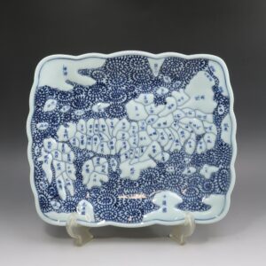 有田焼 古伊万里 蛸唐草に地図文 長方皿 骨董品