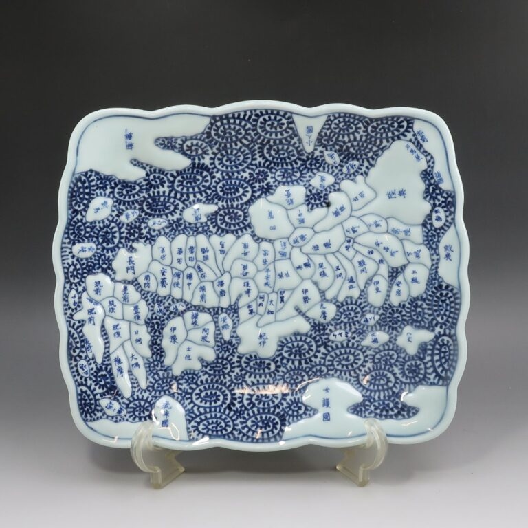 有田焼 古伊万里 蛸唐草に地図文 長方皿 骨董品