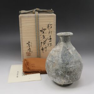 唐津焼 丸田宗彦 造 粉引唐津窯変徳利 骨董品