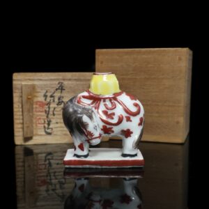 京焼 三世 三浦竹泉 造 倣古着彩 馬香立 骨董品