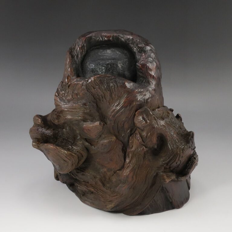 時代物 石噛 天然木 達磨像 骨董品