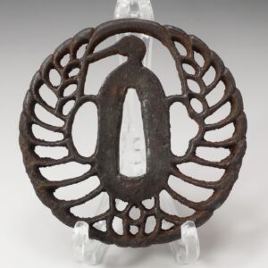 時代物 無銘 鉄地 鶴丸透かし 鍔 骨董品